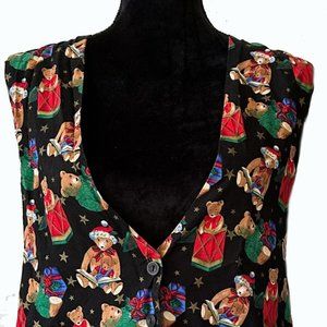 Ladies Sleeveless Christmas Vest, Cotton/Acetate, L, Made in USA